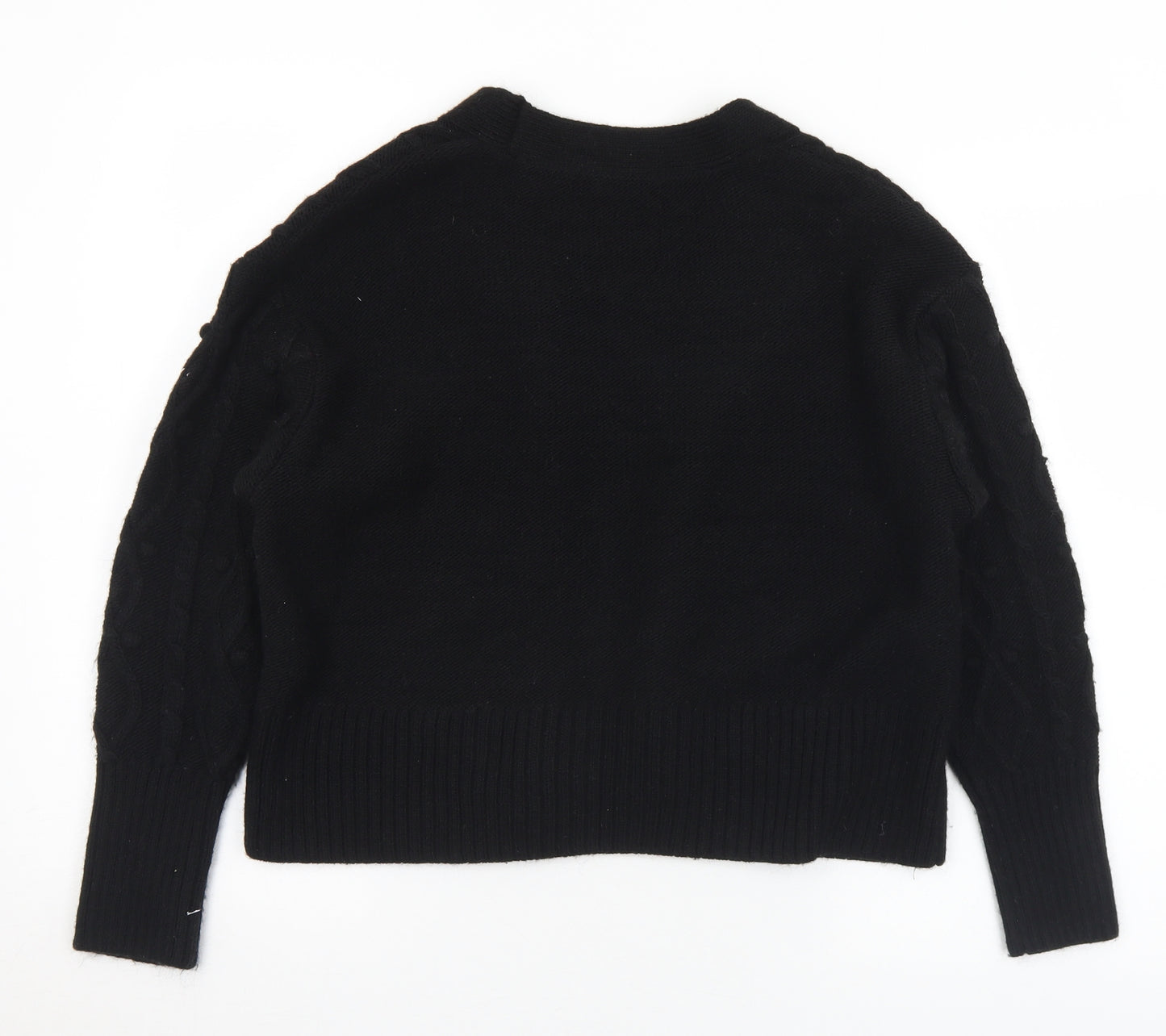 River Island Womens Black V-Neck  Acrylic Cardigan Jumper Size XS