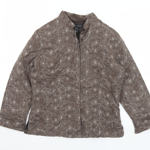 Anne Carson Womens Brown Floral  Jacket  Size S  Button