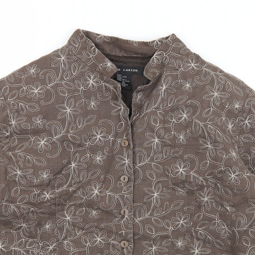 Anne Carson Womens Brown Floral  Jacket  Size S  Button