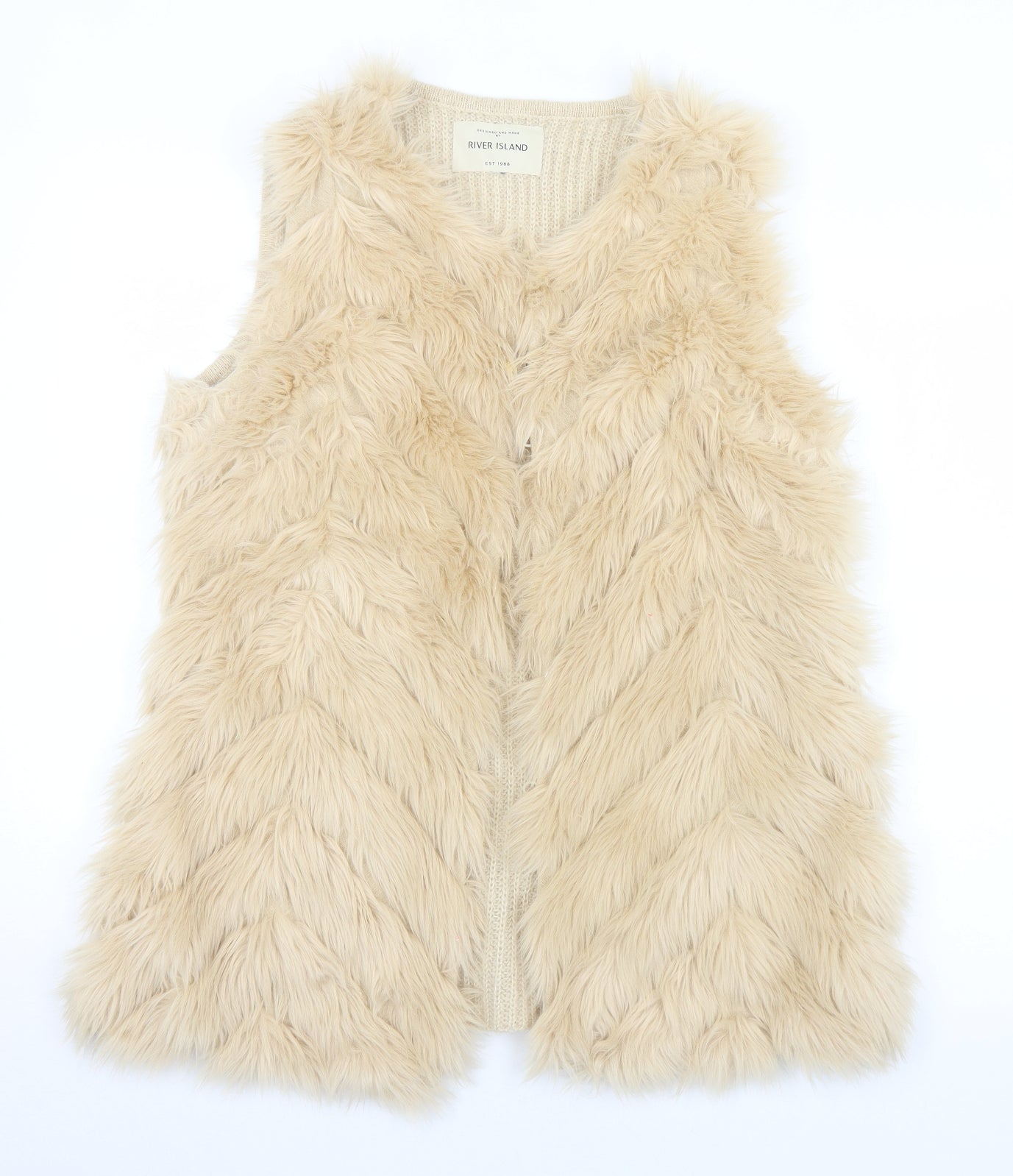 River Island Womens Beige   Gilet Waistcoat Size 14  Hook & Eye
