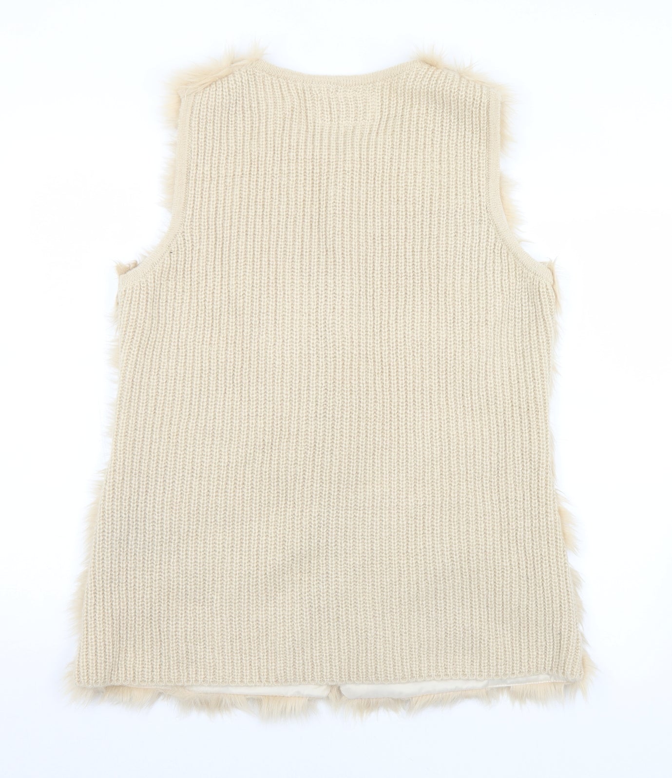 River Island Womens Beige   Gilet Waistcoat Size 14  Hook & Eye