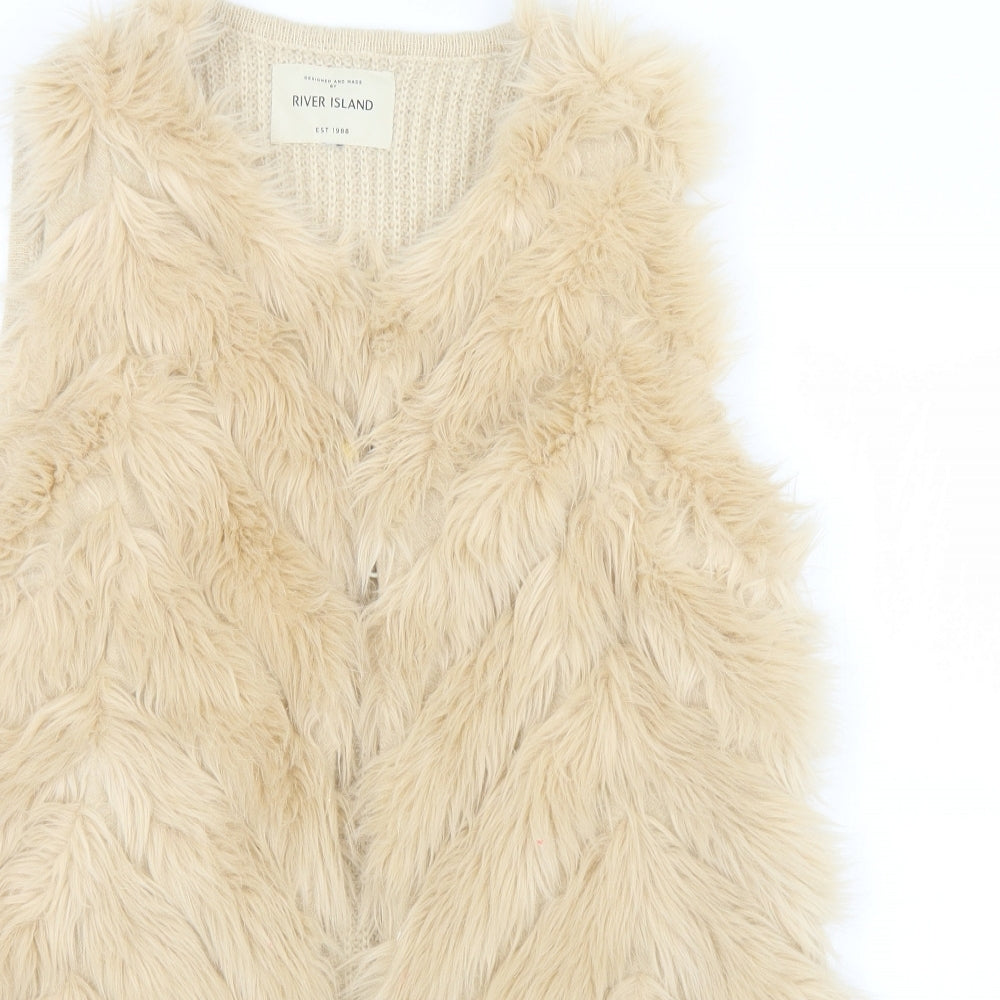 River Island Womens Beige   Gilet Waistcoat Size 14  Hook & Eye