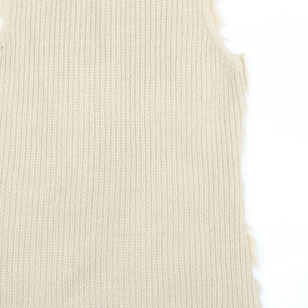 River Island Womens Beige   Gilet Waistcoat Size 14  Hook & Eye