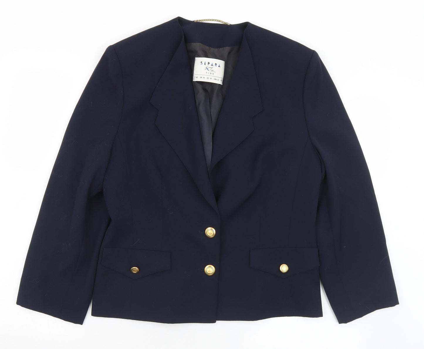 Separa Womens Black  Polyester Jacket Blazer Size 14