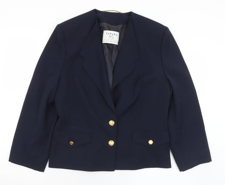 Separa Womens Black  Polyester Jacket Blazer Size 14