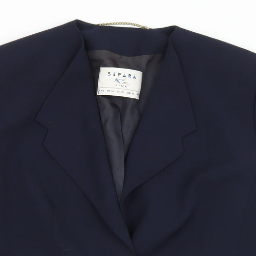 Separa Womens Black  Polyester Jacket Blazer Size 14