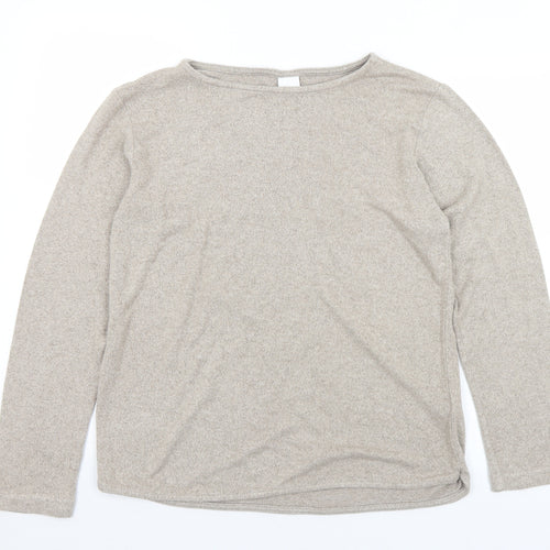 H&M Womens Beige Boat Neck  Viscose Pullover Jumper Size S