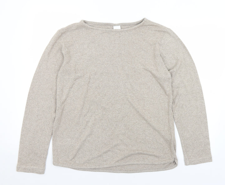 H&M Womens Beige Boat Neck  Viscose Pullover Jumper Size S