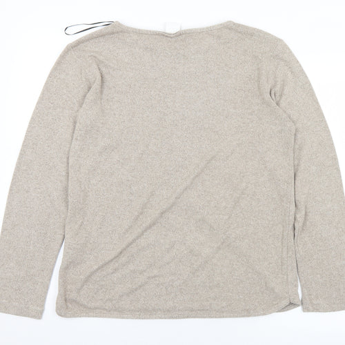 H&M Womens Beige Boat Neck  Viscose Pullover Jumper Size S