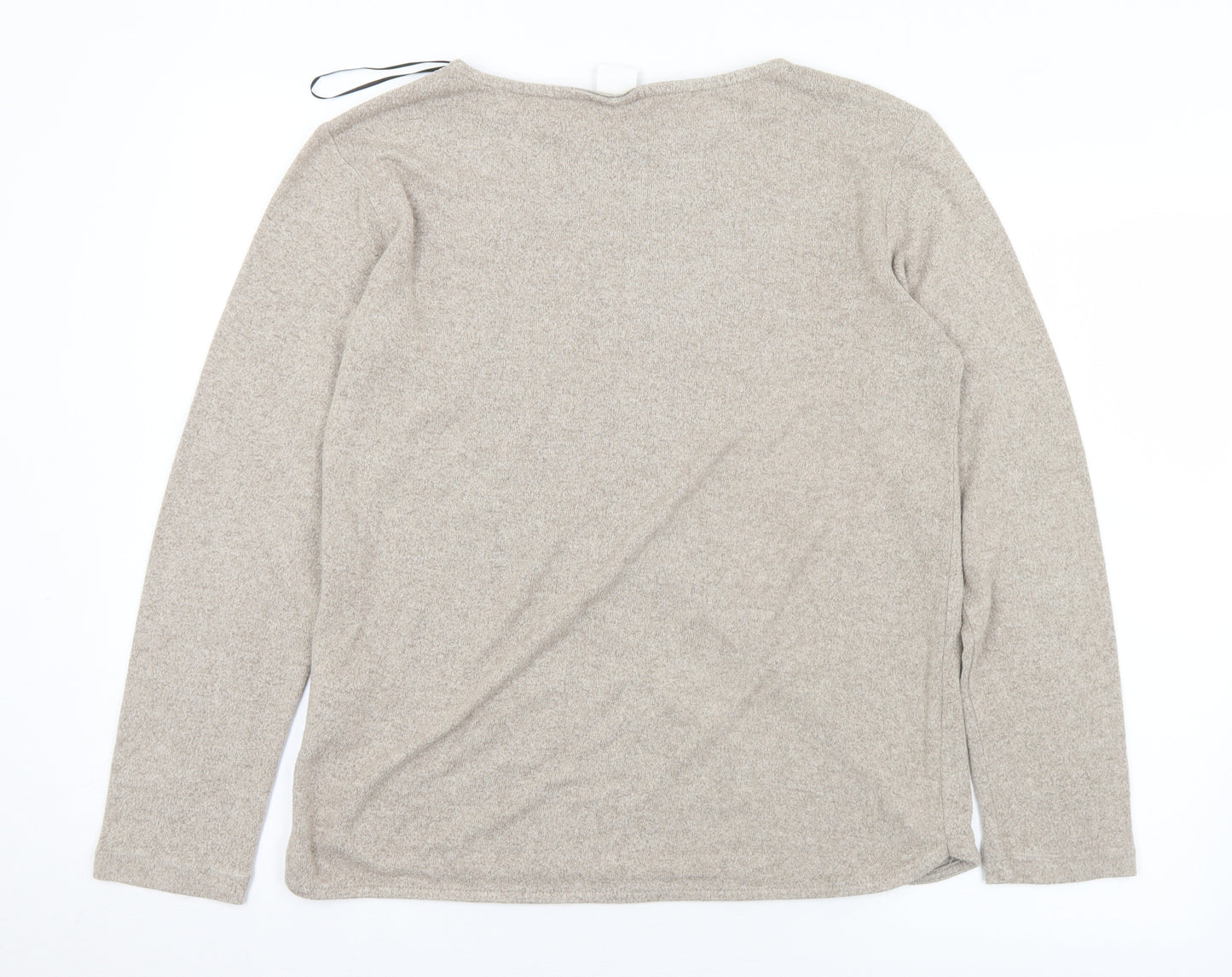 H&M Womens Beige Boat Neck  Viscose Pullover Jumper Size S