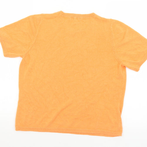 Classic Womens Orange Round Neck  Acrylic Pullover Jumper Size S   - S/M