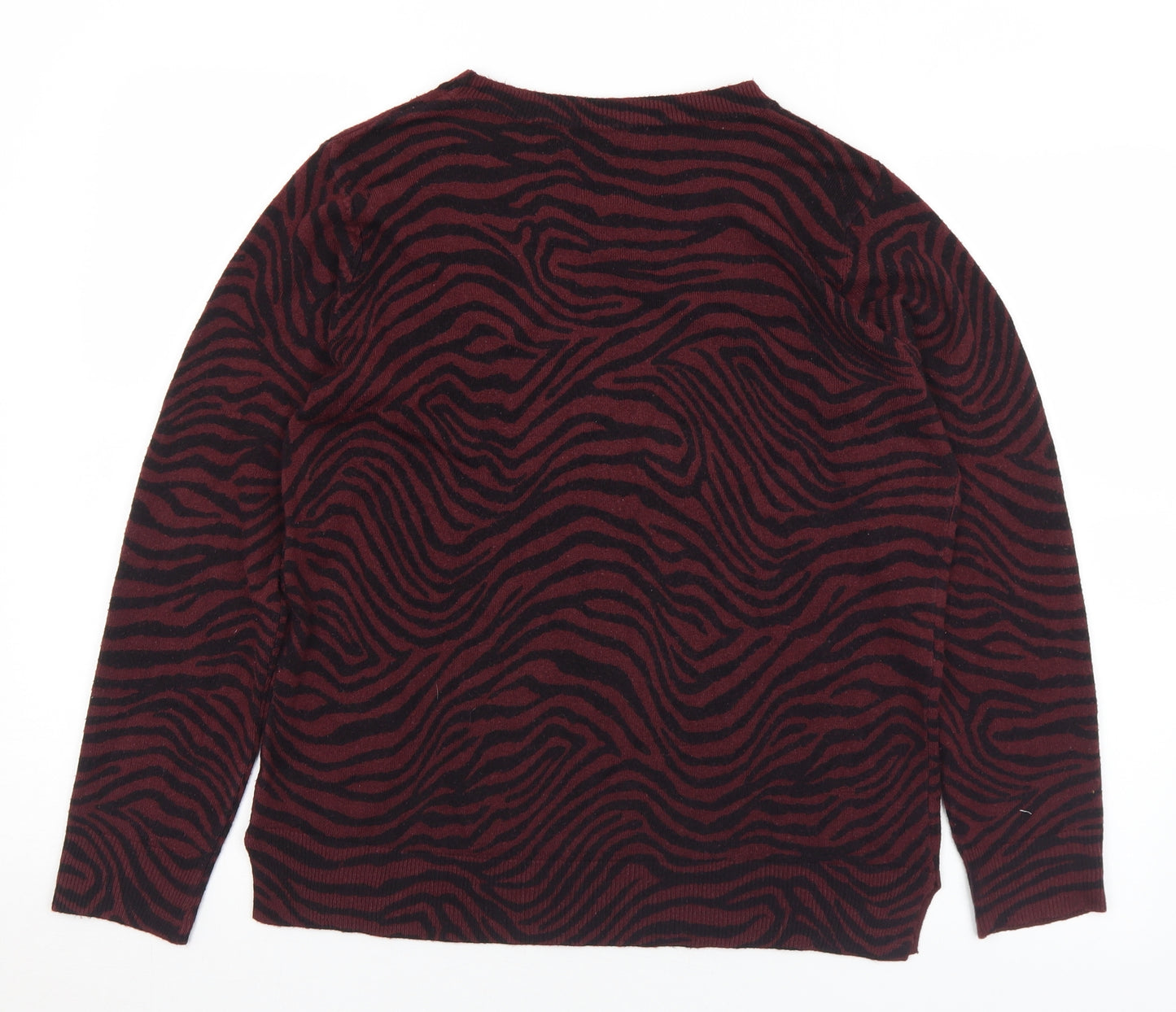 Marks and Spencer Womens Purple Crew Neck Animal Print Acrylic Pullover Jumper Size 14