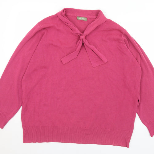 Andre De Brett Womens Pink Collared  Acrylic Pullover Jumper Size 20   - 20/22