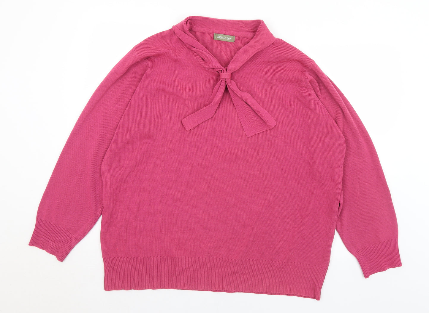 Andre De Brett Womens Pink Collared  Acrylic Pullover Jumper Size 20   - 20/22