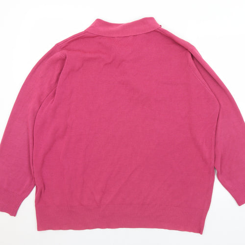 Andre De Brett Womens Pink Collared  Acrylic Pullover Jumper Size 20   - 20/22
