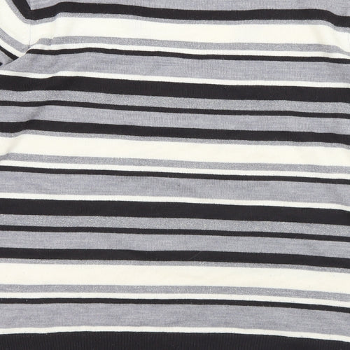 F&F Womens Multicoloured V-Neck Striped Acrylic Pullover Jumper Size 18