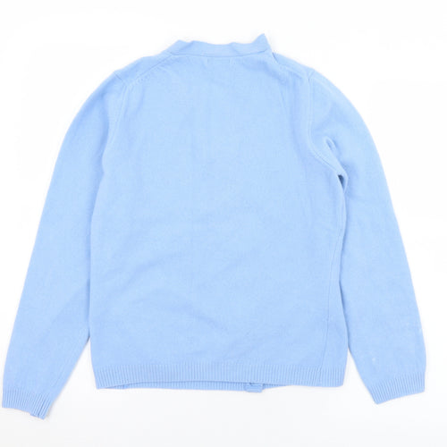 United Colors of Benetton Womens Blue V-Neck  Wool Cardigan Jumper Size L