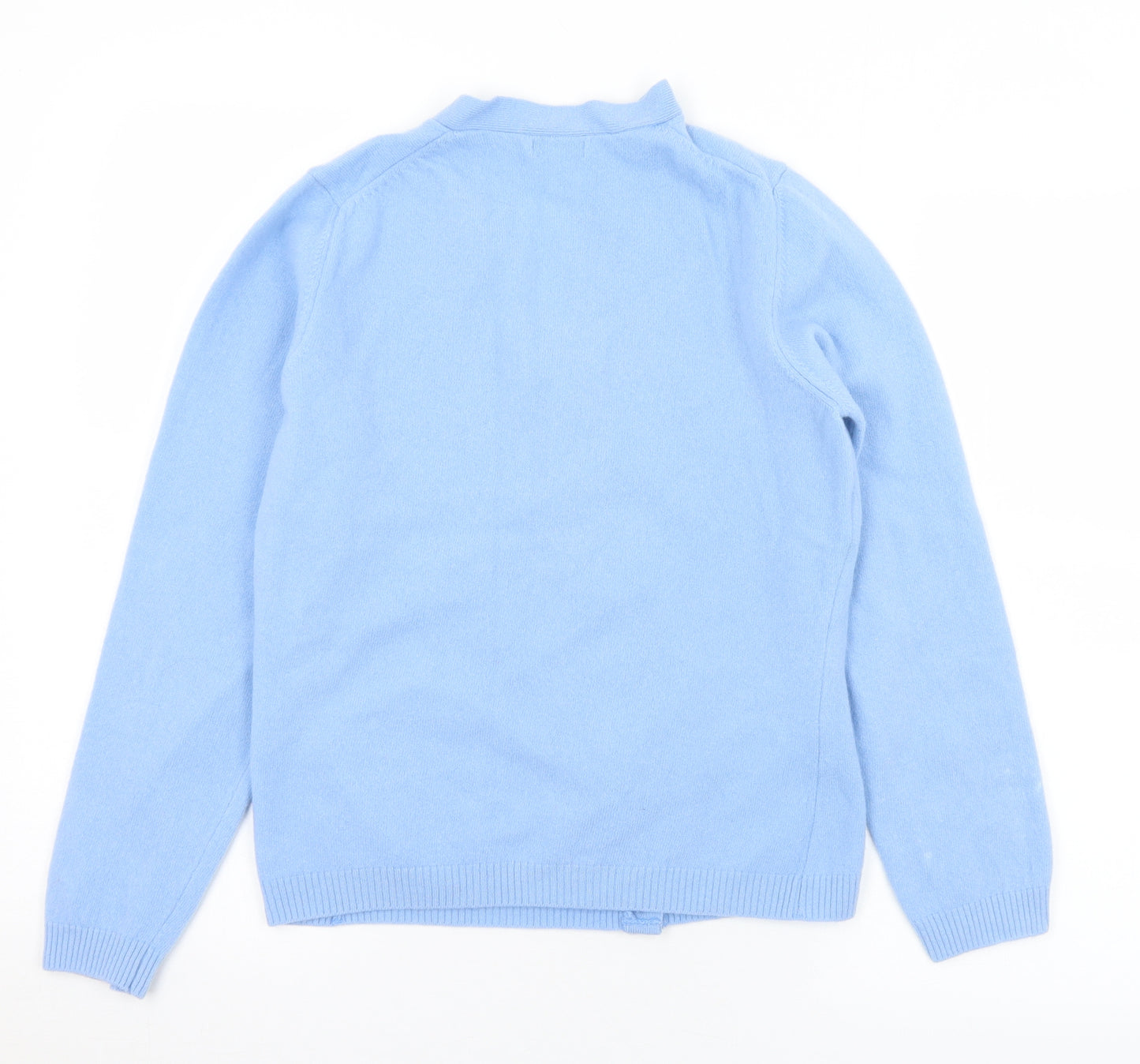 United Colors of Benetton Womens Blue V-Neck  Wool Cardigan Jumper Size L