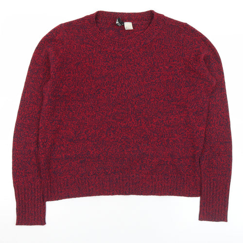 Divided Womens Red Round Neck  Acrylic Pullover Jumper Size S