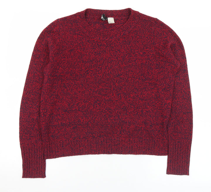 Divided Womens Red Round Neck  Acrylic Pullover Jumper Size S