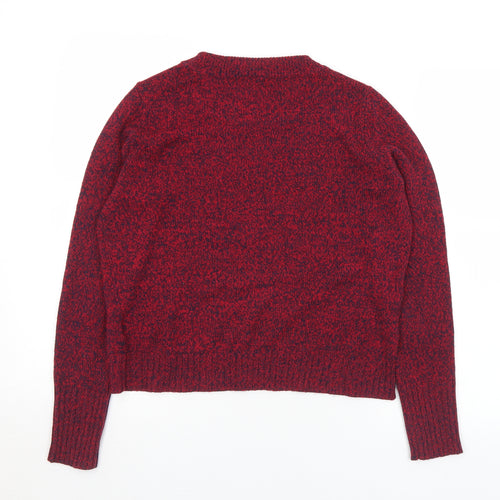 Divided Womens Red Round Neck  Acrylic Pullover Jumper Size S