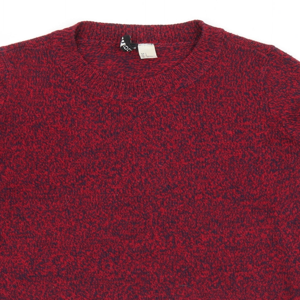 Divided Womens Red Round Neck  Acrylic Pullover Jumper Size S