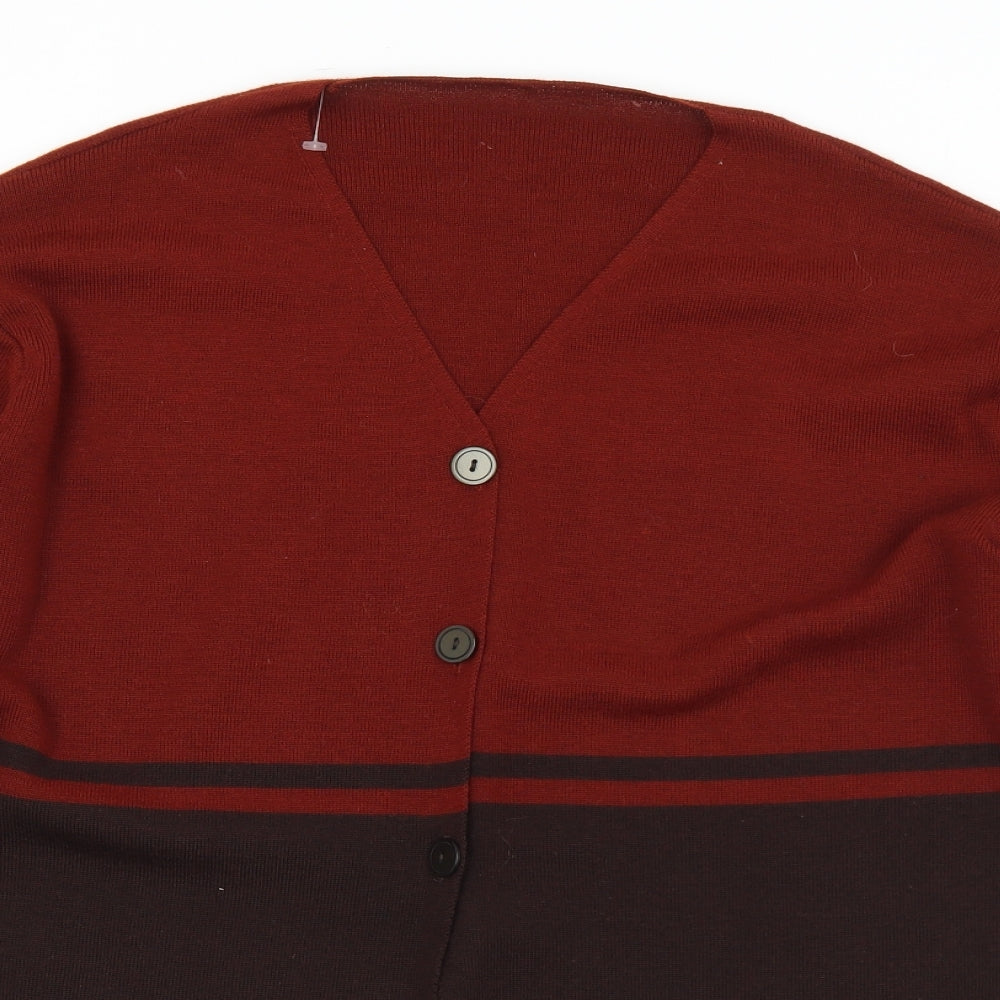 Preworn Womens Brown V-Neck  Acrylic Cardigan Jumper Size XL