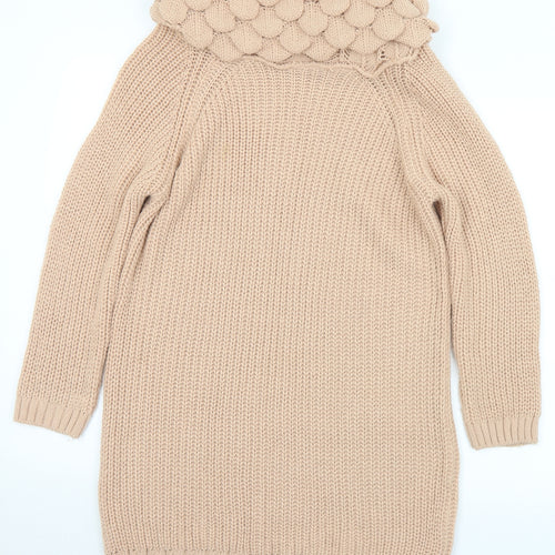 Piano Womens Beige Roll Neck  Acrylic Pullover Jumper Size M