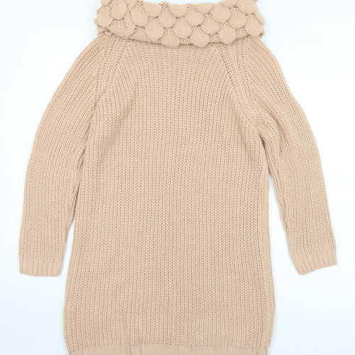 Piano Womens Beige Roll Neck  Acrylic Pullover Jumper Size M