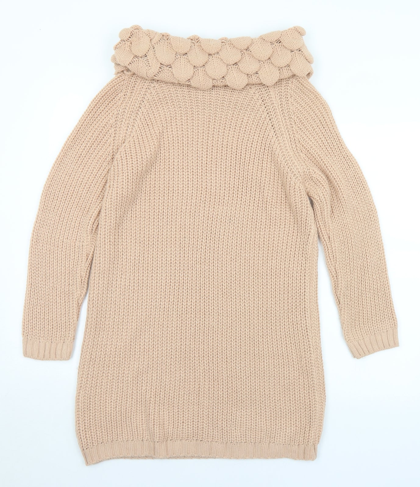 Piano Womens Beige Roll Neck  Acrylic Pullover Jumper Size M