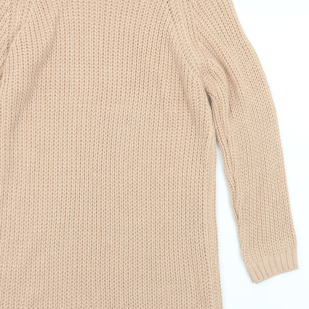 Piano Womens Beige Roll Neck  Acrylic Pullover Jumper Size M