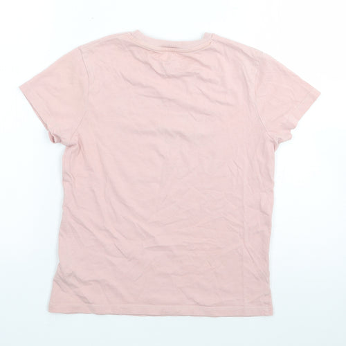 Marks and Spencer Boys Pink  100% Cotton Jersey T-Shirt Size 8-9 Years Crew Neck Pullover