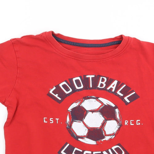 Primark Boys Red  100% Cotton Jersey T-Shirt Size 5-6 Years Crew Neck Pullover - Football