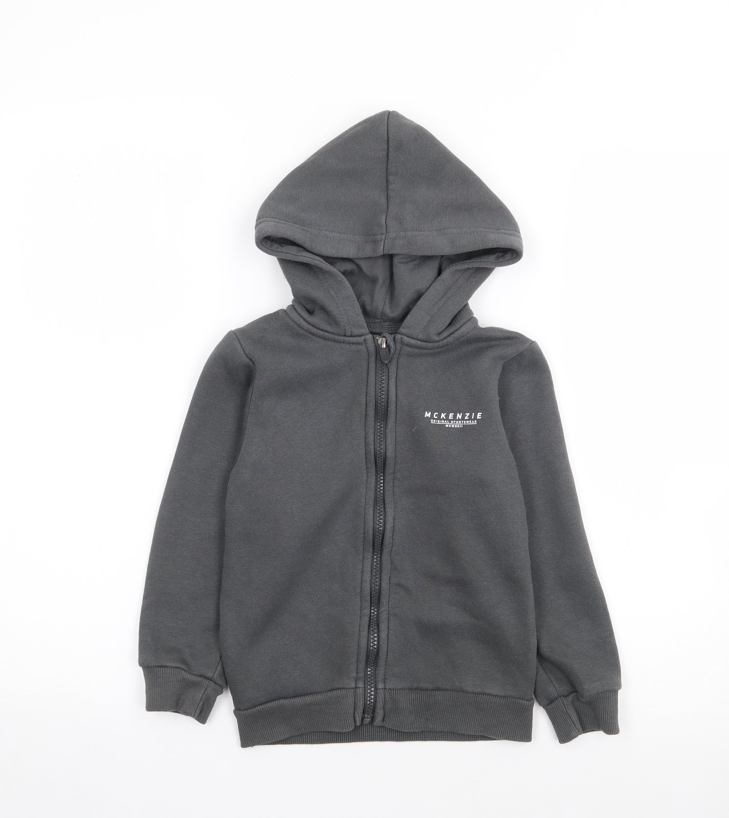McKenzie Boys Grey  Cotton Full Zip Hoodie Size 5-6 Years  Zip