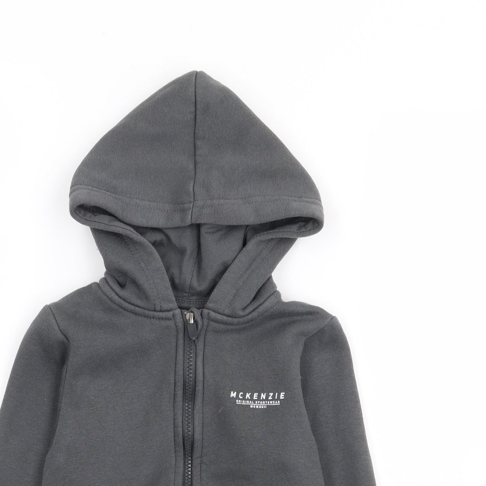 McKenzie Boys Grey  Cotton Full Zip Hoodie Size 5-6 Years  Zip