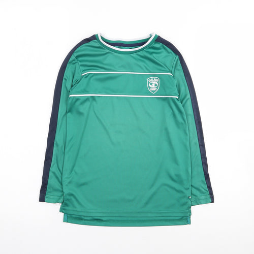 Dunnes Boys Green  Polyester Jersey T-Shirt Size 6-7 Years Crew Neck Pullover - Ireland, Rugby