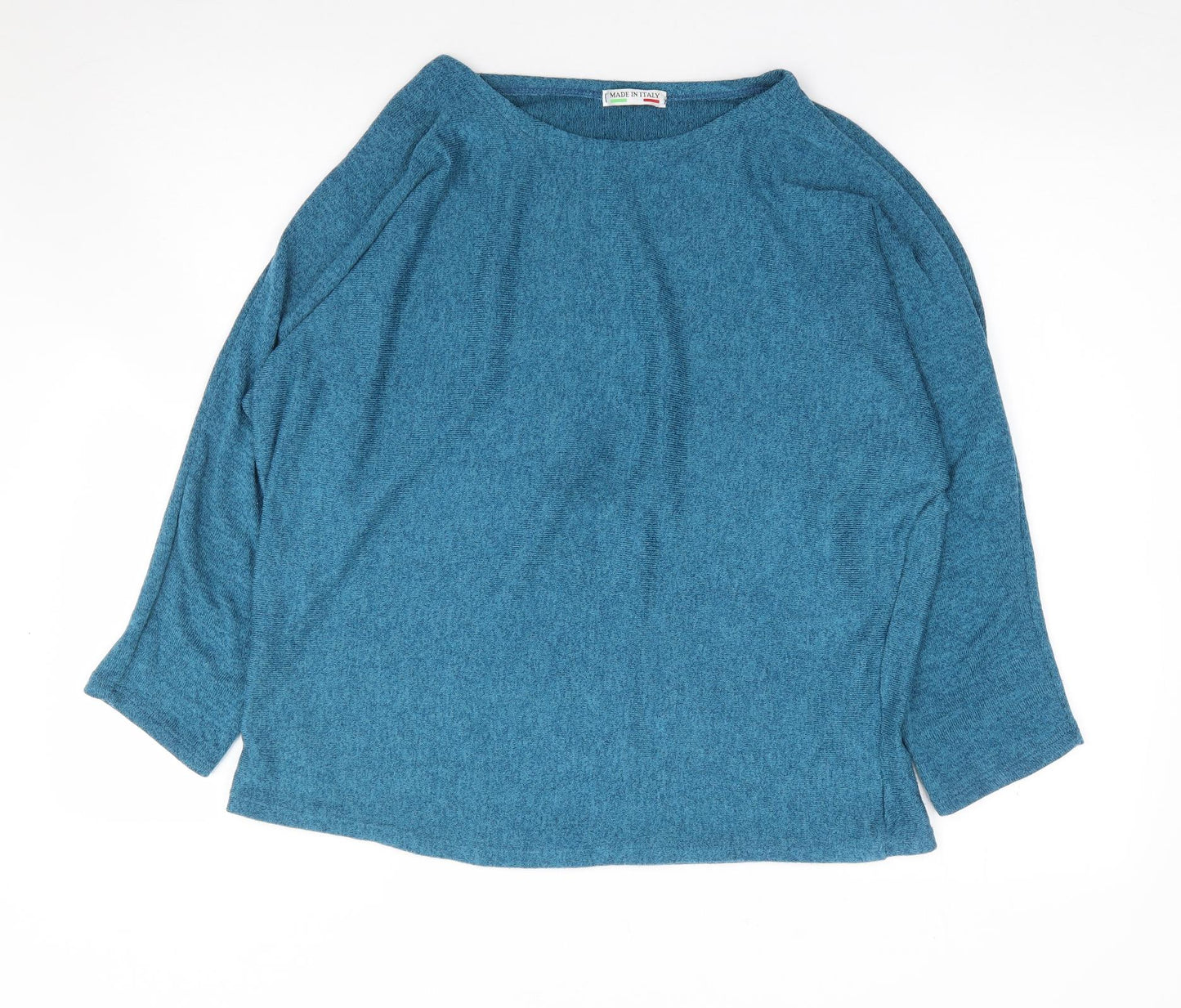 Made in Italy Womens Blue Boat Neck  Cotton Pullover Jumper Size S