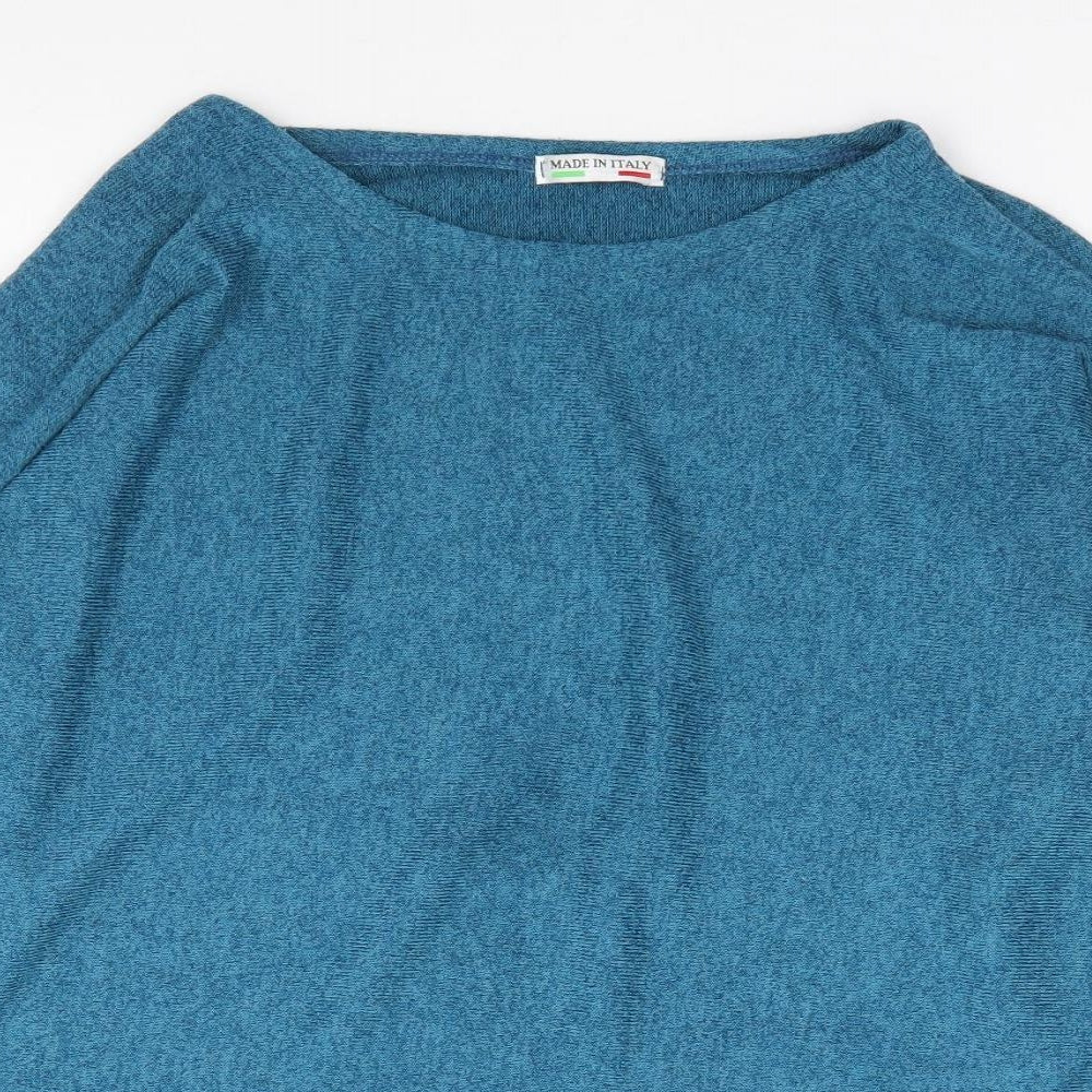 Made in Italy Womens Blue Boat Neck  Cotton Pullover Jumper Size S