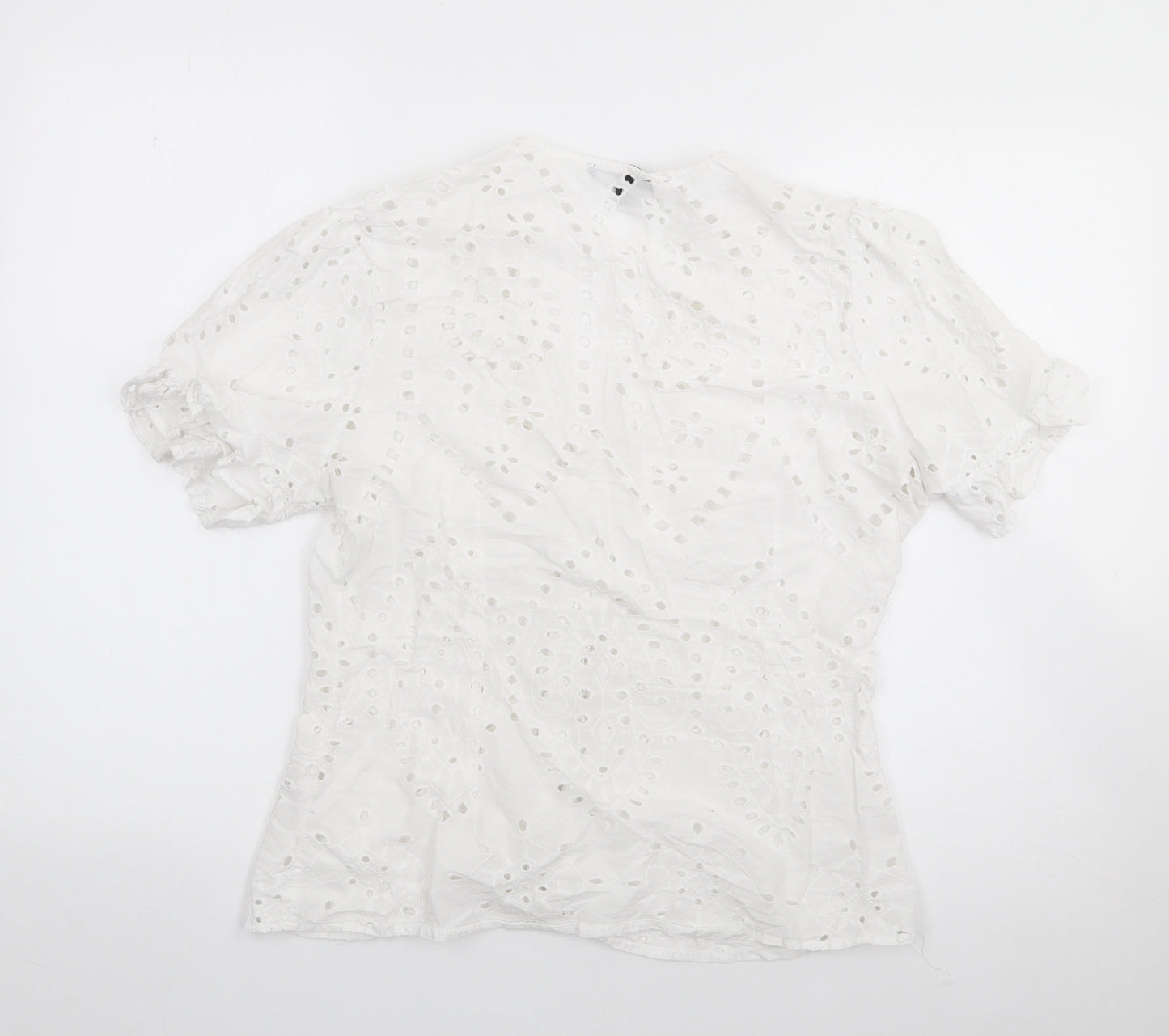 Primark Womens Ivory Floral 100% Cotton Jersey Button-Up Size 12 V-Neck