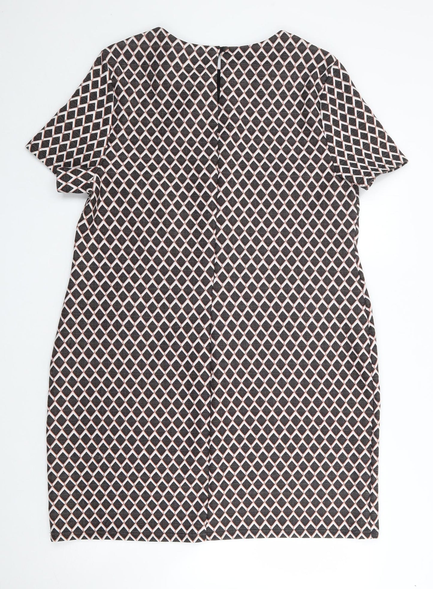 Dorothy Perkins Womens Black Geometric Polyester Shift  Size 16  Round Neck Pullover