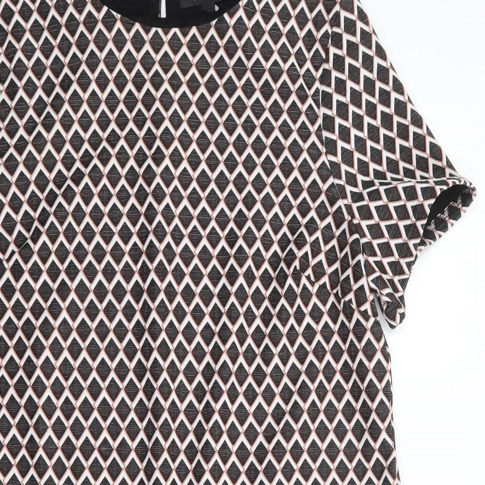 Dorothy Perkins Womens Black Geometric Polyester Shift  Size 16  Round Neck Pullover