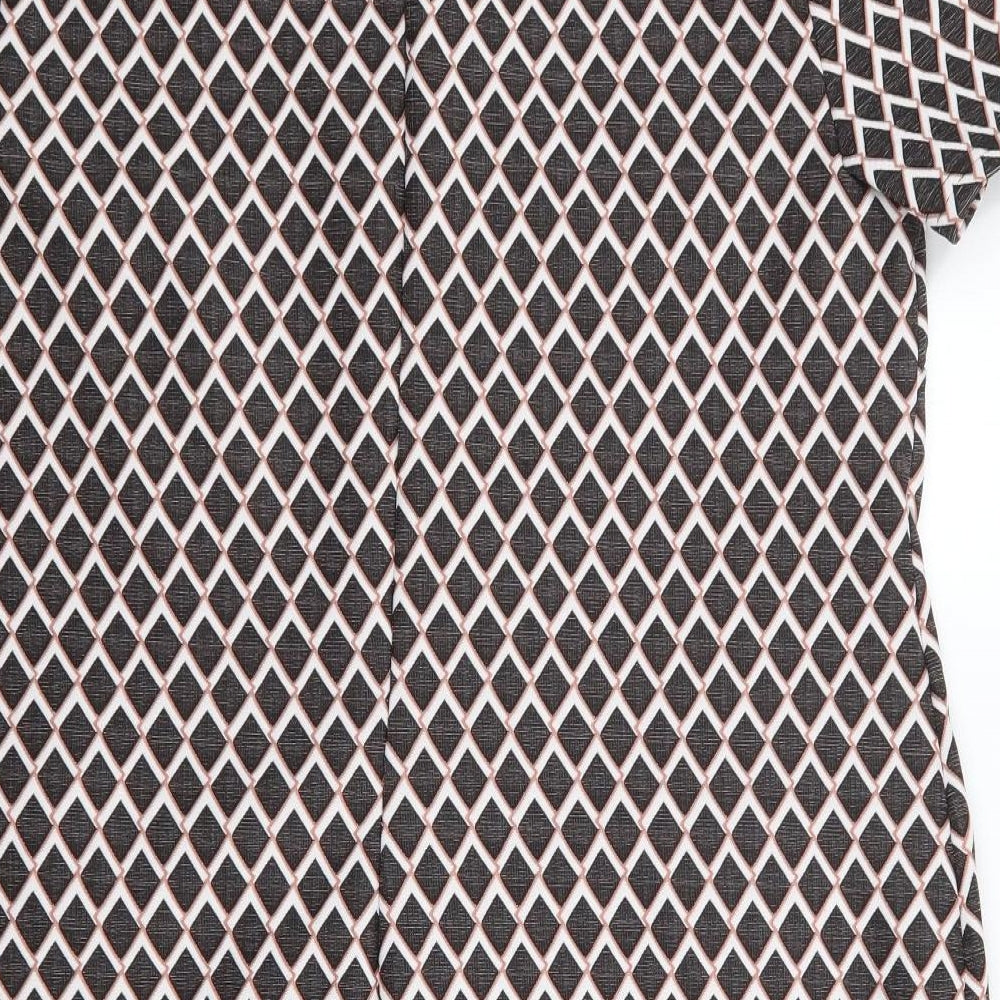 Dorothy Perkins Womens Black Geometric Polyester Shift  Size 16  Round Neck Pullover