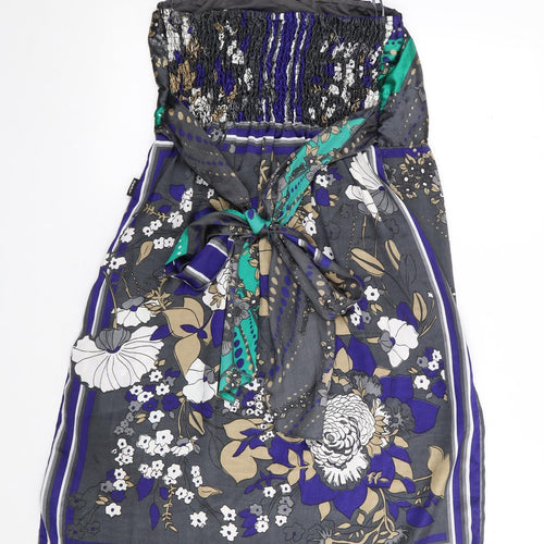 DEPT Womens Multicoloured Floral Polyester Mini  Size M  Boat Neck Pullover