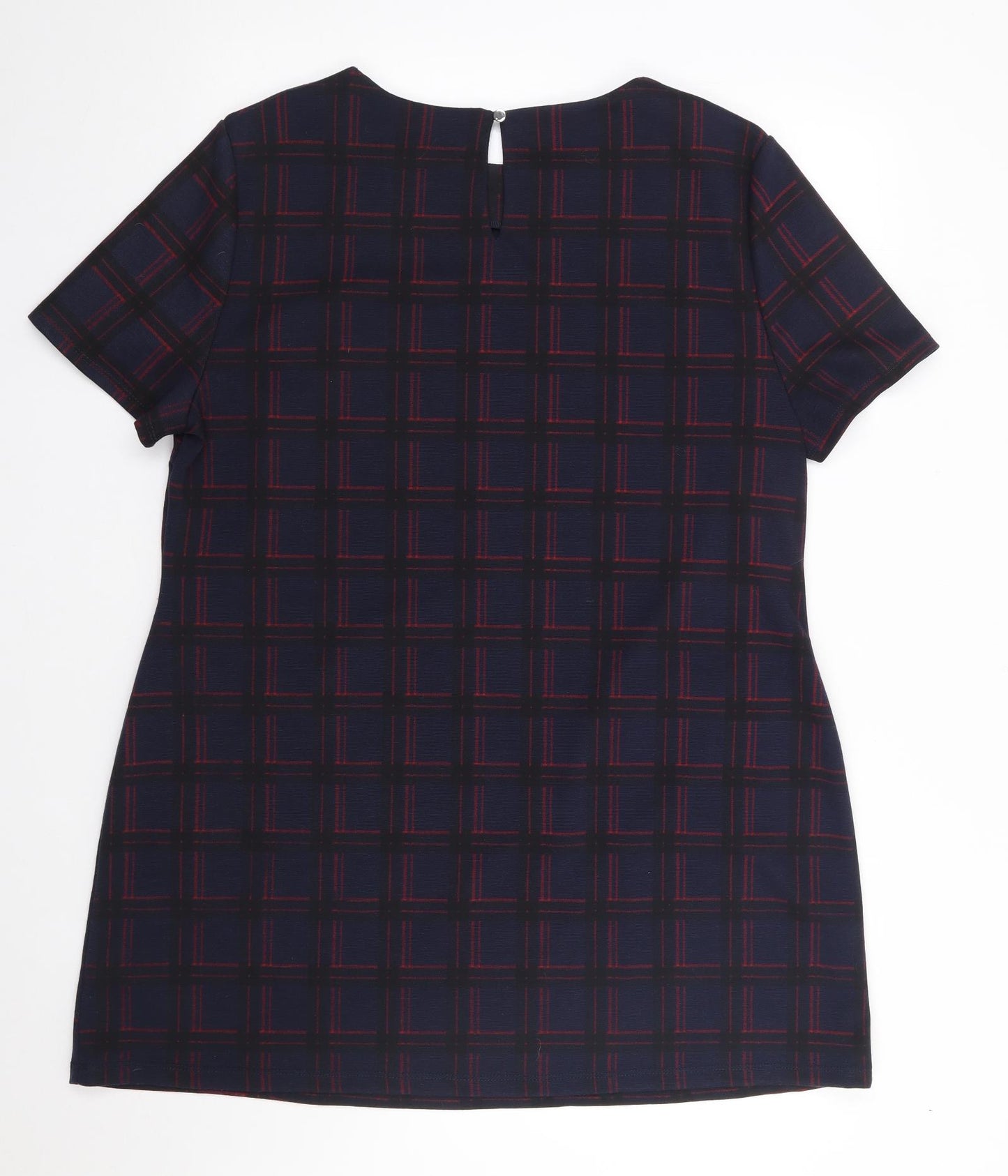 Dorothy Perkins Womens Blue Plaid Polyester Shift  Size 18  Round Neck Pullover
