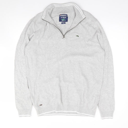 Le Shark Mens Grey V-Neck  Cotton Pullover Jumper Size L