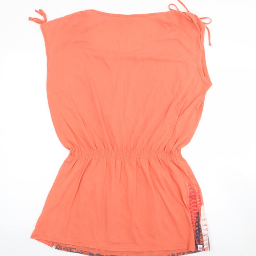 Voodoo Dolls  Womens Orange Geometric Polyester Jersey Tank Size 16 Round Neck - Peplum