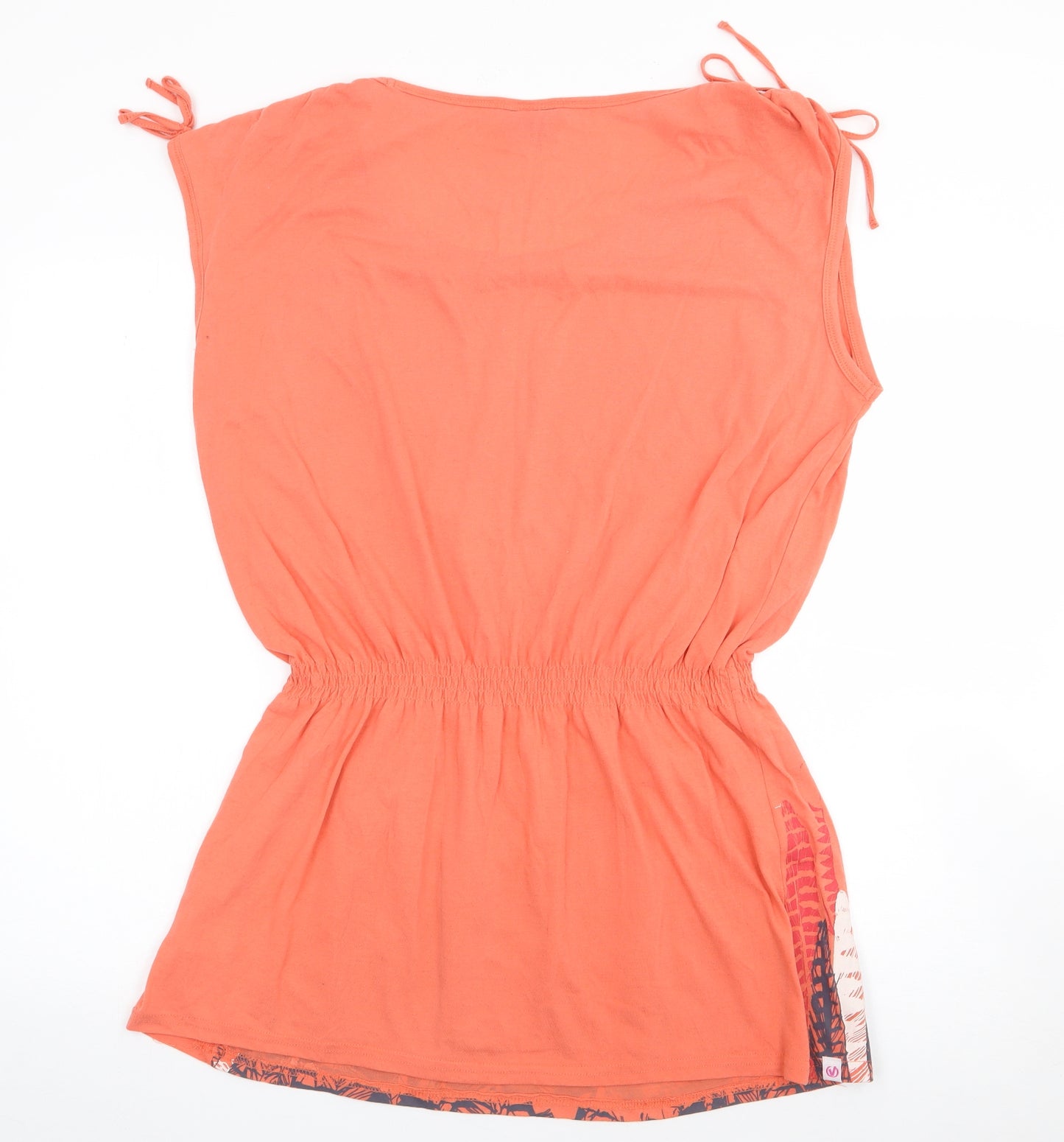 Voodoo Dolls  Womens Orange Geometric Polyester Jersey Tank Size 16 Round Neck - Peplum