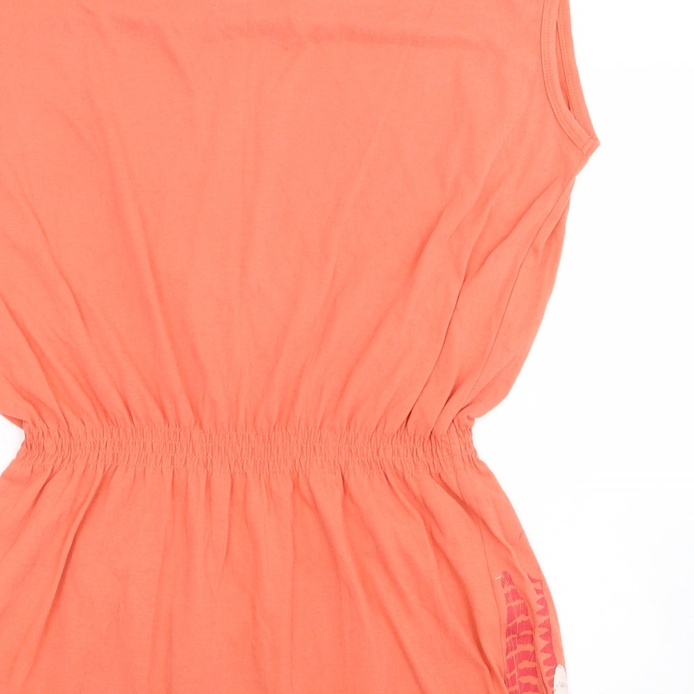 Voodoo Dolls  Womens Orange Geometric Polyester Jersey Tank Size 16 Round Neck - Peplum