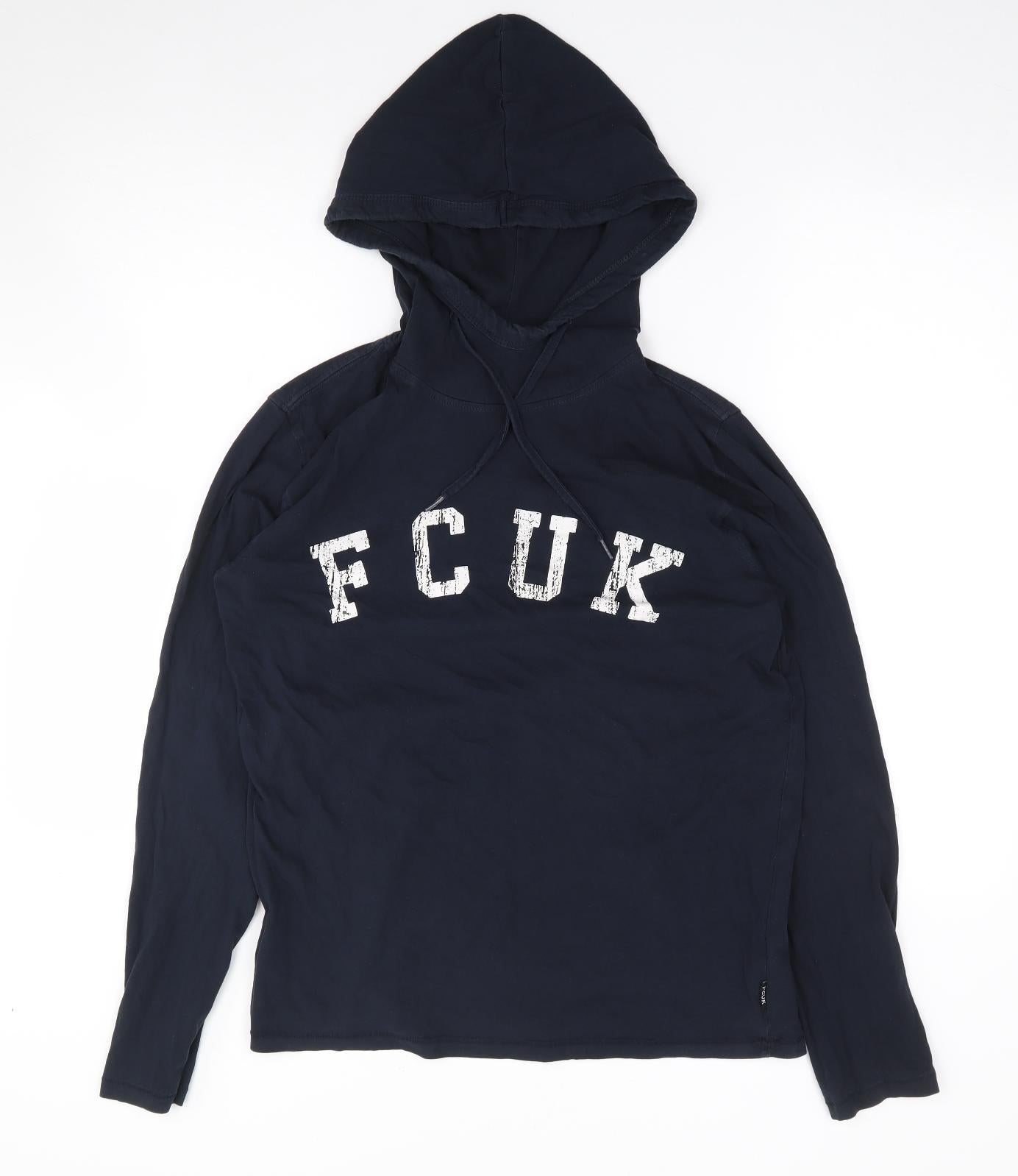 FCUK Womens Blue  100% Cotton Pullover Hoodie Size M  Pullover