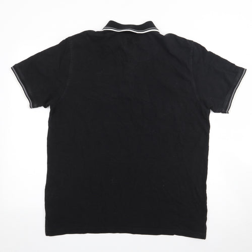 Pierre Cardin Mens Black  Cotton  Polo Size L Collared Pullover